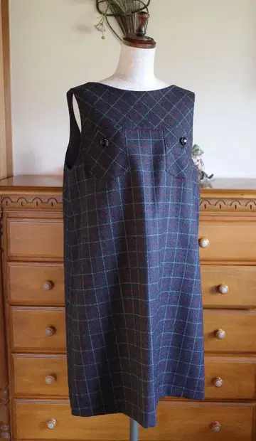 [울] 레트로 가슴 포켓 오버롤 스커트