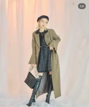 crayme 플레어 슬리브 펜슬 코트 원피스