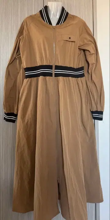 베이지 집업 롱 원피스