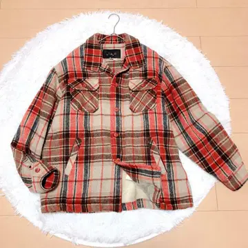 VTAOY 두꺼운 원단 자켓 코트 체크 방한 안쪽 담요 LL 보아 레트로