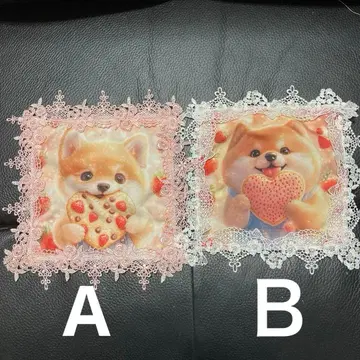 알뜰한 2장 세트 귀여운 시바견 레이스 타월 손수건