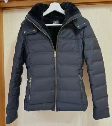ZARA 자라 다운 자켓 네이비 여성용 M