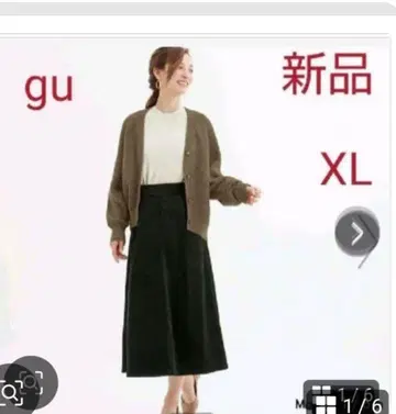 [새상품] GU 코듀로이 플레어 스커트 XL 블랙 여성용