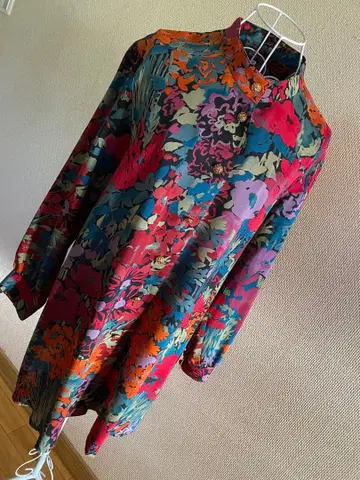 플라워 프린트 롱 코트 원피스