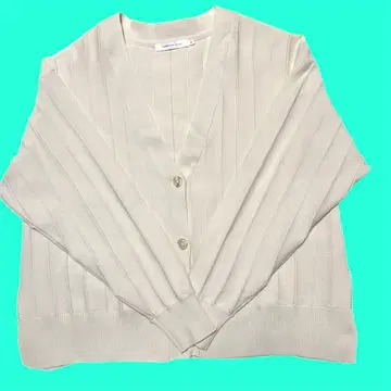 아메리칸 홀릭 V넥 리브 가디건 베이지