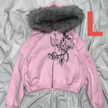 girl Cross Logo glitter Fur Zip Hoodie