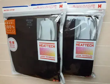 유니클로 울트라 웜 히트텍 코튼 크루넥 블랙 M 2장 세트