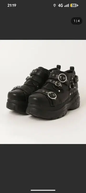 블랙 스트랩 통굽 스니커즈