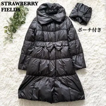 파우치 포함 스트로베리 필드 다운 코트 리본 벨트