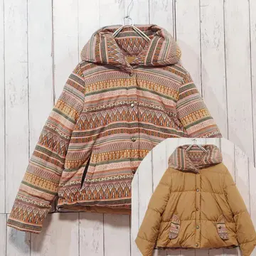 TITICACA 네이티브 무늬 리버서블 다운 자켓