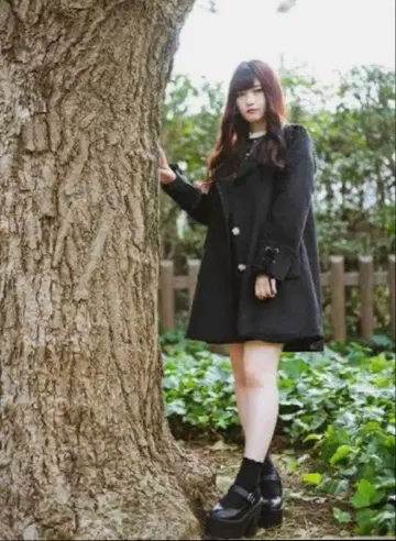 ROJITA 세일러 카라 코트 블랙