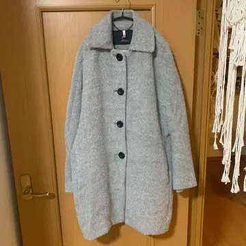 그레이 오버 사이즈 체스터 코트 이네드