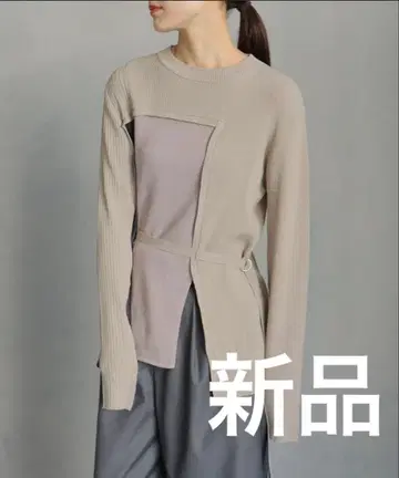 &g'aime 앙제 벨트 도킹 배색 니트탑