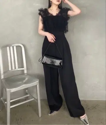 [ 새상품급 ] 튤 블라우스 세트 베어 콤비네존 블랙 1 프레이 아이디