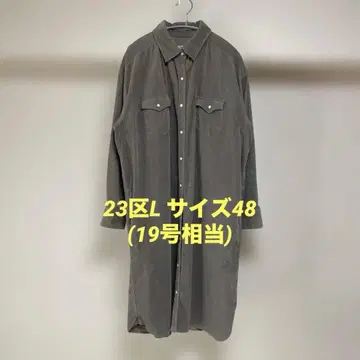 23구 L 사이즈 48 (19호 상당) 코듀로이 셔츠 원피스 카키