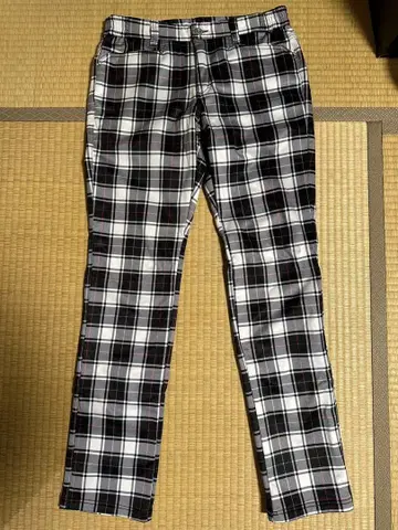 FILA 골프 블랙 화이트 체크 겨울용 남성 바지