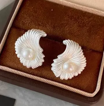 프랑스 구매 천연 담수 펄 엘레강트 펄 물결 디자인 귀걸이