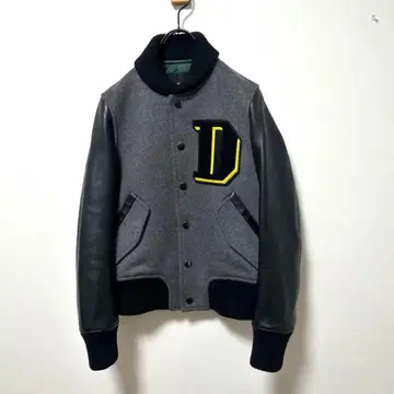 드로어 소매 가죽 바시티 자켓 36 일본제