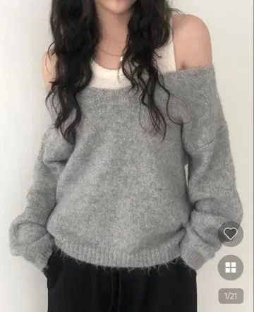 루즈 레이어드 V넥 니트 탱크탑 세트