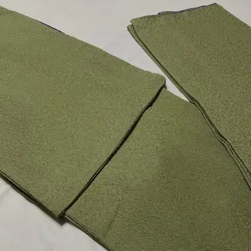 순수 실크 이로무지 이중 기모노 초록색 하나몬 바치카라