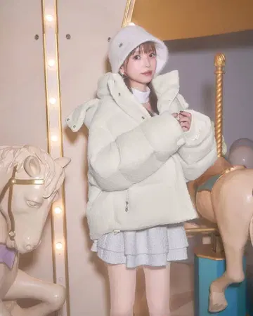 미셸 마카롱 [ 완판템 ] 후디 보아 숏 블루종