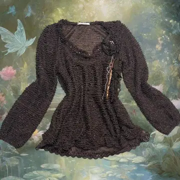 00s 레이스 프릴 퍼 브라운 페어리 그런지 모리걸 y2k