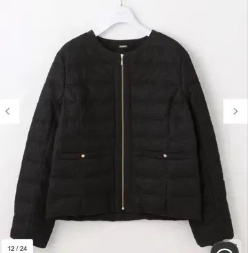 새상품급 트위드 노카라 다운 자켓