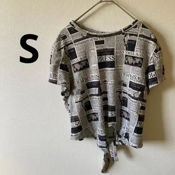 신문 프린트 반팔 T셔츠 [ S ] 모노톤