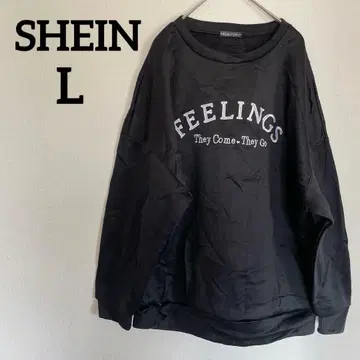 SHEIN [ L ] 블랙 맨투맨 오버 사이즈