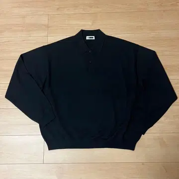 H BEAUTY&YOUTH 솔리드 울 2B 니트 피케 셔츠 블랙