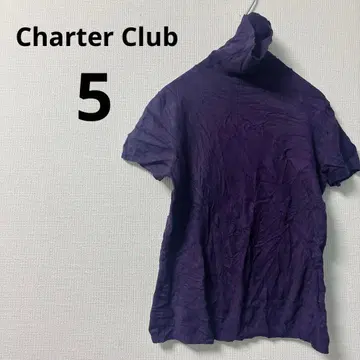 Charter Club 여성용 퍼플 하이넥 반팔 니트 [ 5 ]