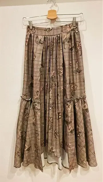 axesfemme 플레어 롱 스커트 페이즐리 체크 x 꽃무늬