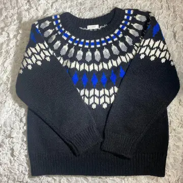 노르딕 무늬 긴팔 스웨터 블랙/블루