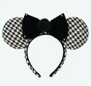 디즈니 머리띠 하운드투스 체크 화이트 블랙