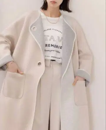 에이미 로우 바 버튼 본딩 코트