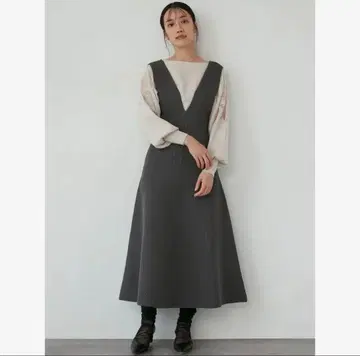 LAGUNAMOON 형태 라인 니트 오버롤 스커트