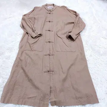 안티카 KINU 롱 원피스 린넨 노카라 겉옷 루즈핏 긴팔