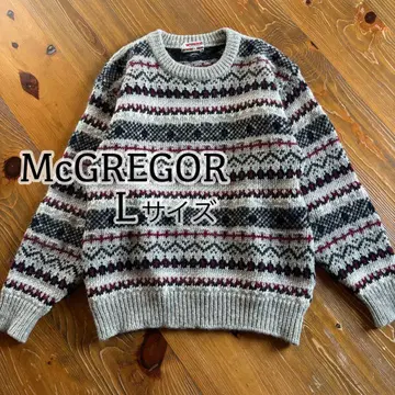 McGREGOR 울 100% 페어아일 패턴 니트 스웨터 L