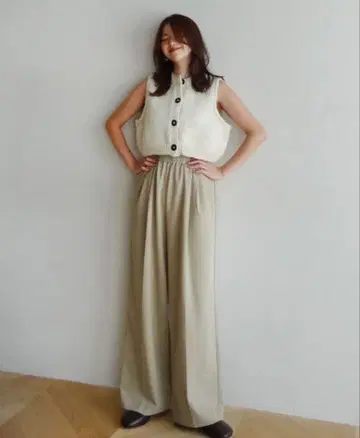 W tuck 이지 슬랙스 팬츠 베이지 M 사이즈