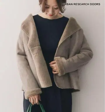 새상품급 URBAN RESEARCH DOORS 페이크 무스탕 자켓 베이지