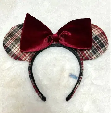 디즈니 머리띠 체크 무늬