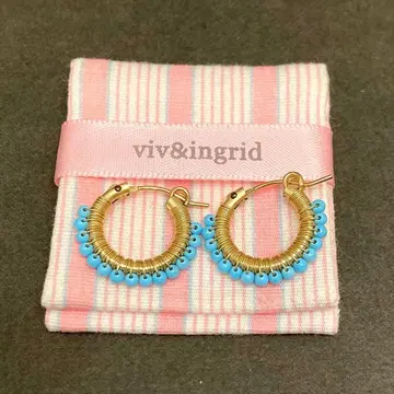 viv&ingrid 터콰이즈 후프 귀걸이 골드