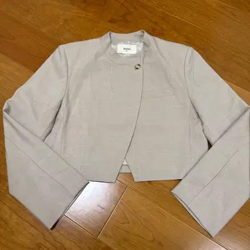 BAI ZHUO 노카라 자켓 라이트 베이지 숏 기장