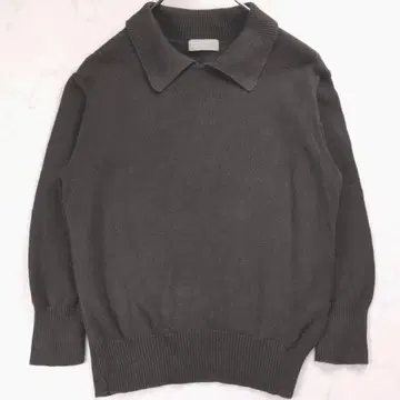 새상품급 마가렛호웰 카라 부착 니트 카키 워셔블 면 100%