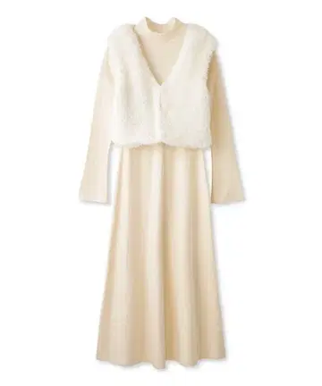 스나이델 퍼 베스트 세트 니트 원피스