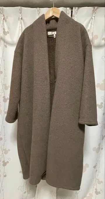 r.p.s 브라운 롱 코트 스냅 버튼 포함