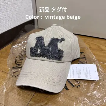 MUCENT 빈티지 아플리케 빈티지 베이지 볼캡