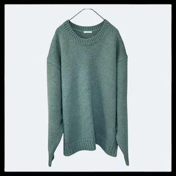 1974 GU 로 게이지 크루넥 스웨터 무지 그린