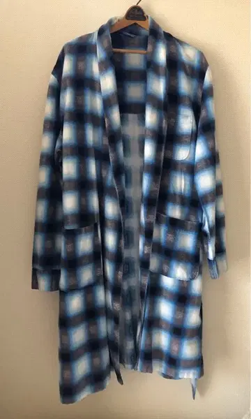 60s~70s 빈티지 좋은 배색 옴브레!! 프린트 플란넬 가운