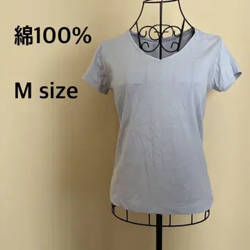 여성용 반팔 T셔츠/코튼 100%/V넥/무지/심플